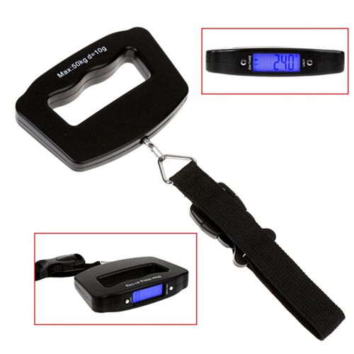 Digital electronic 50kg LCD hand strap hangs Travel Luggage Scale