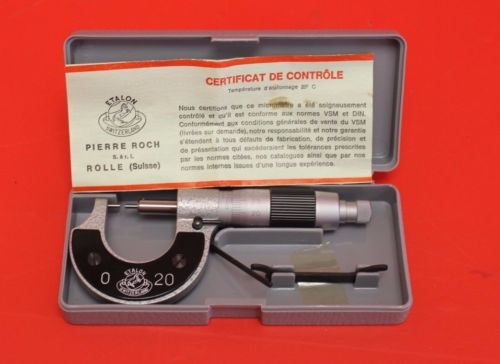 Etalon Swiss 0-20mm Micrometer w/ Adjustment Tools &amp; Case