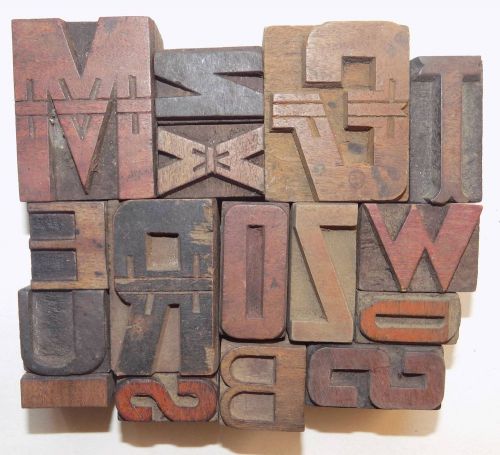 Letterpress Letter Wood Type Printers Block &#034;Lot of 16&#034; Typography #bc-45