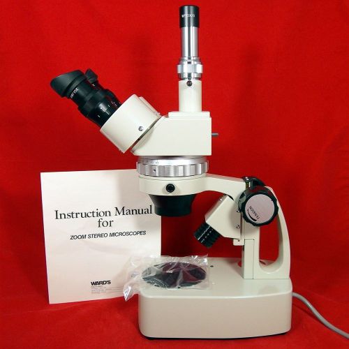 WARD&#039;S Trinocular Zoom Stereo Microscope 0.7x-4.5x Dual HWF10X &amp;WF10X/S w Manual