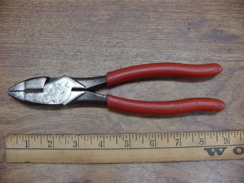 Old Used Tools,Klein HD213-8NE Linesman Pliers,8-3/4&#034; W/Red Grips,Exc.,Lot 1