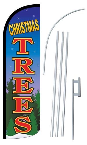 Christmas Trees Wide Windless Swooper Flag Jumbo Banner/Pole /Spike made USA
