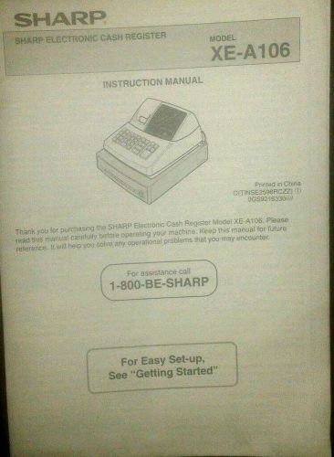 SHARP ELECTRONIC CASH REGISTER XE-A106 English INSTRUCTION Manual ONLY