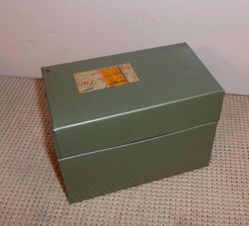 Vintage Metal Green INDEX CARD FILE BOX  for 3x5&#039;s