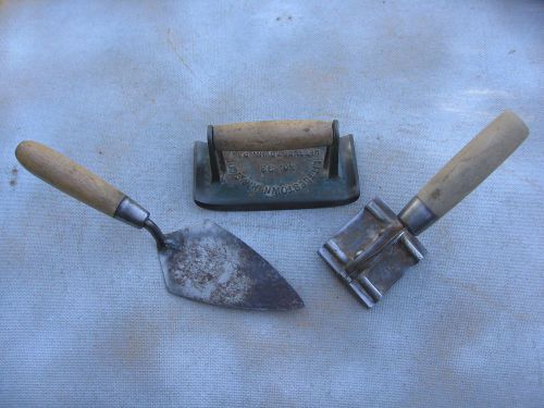 Lot 3 Old Masonry Trowels w/Wooden Handles / LITTLESTOWN &amp; Unbranded /  NICE !!