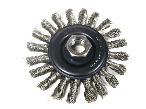 New 4&#034; X 5/8 /11 Stainless Steel Twist Knot Wire Wheel Brush- USA made-Free Ship