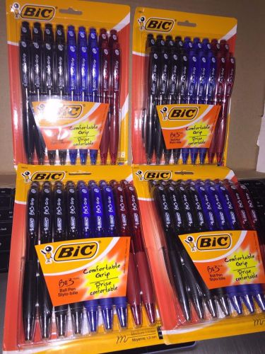 BIC BU3 Retractable Grip Ball Pen 1.0 mm Med. Pt. Asst Ink Colors 18 pk LOT OF 4