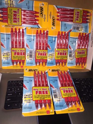 Bic Velocity Gel Medium 0.7 mm Red Pens 4/Pack LOT OF 8