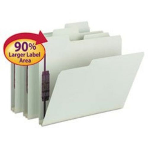 ** SuperTab Folders with SafeSHIELD Fasteners  1/3 Cut  Letter  Gray/Green  25/B