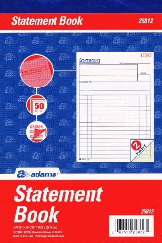 Adams All-Purpose Statement Book, 2-Part with Carbon, 5.56 x 8.44 Inches,