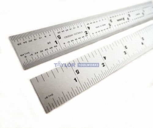 Shinwa 12&#034; rigid zero glare 4r machinist rule ruler 1/8, 1/16, 1/32, 1/64 3001c for sale