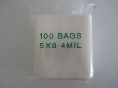 100 Ziplock 5 x 8 Reclosable Clear Plastic Bags Ziploc 4 Mil 5&#034; x 8&#034;
