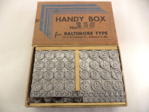Vintage Lead Type &#034;Circled Figures&#034; Handy Box No. 236 Decoratives