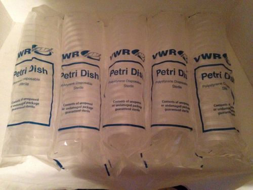 Lot of 100 vwr laboratory chemistry / biology petri dishes sterile new in box for sale