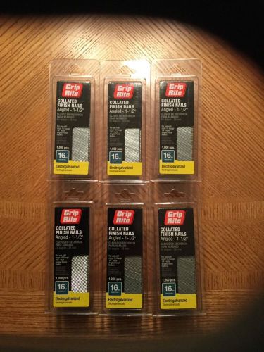 (6 Packages) Grip Rite 16 Ga. x 1-1/2&#034; Angled Collated Finish Nails 6,000 Nails