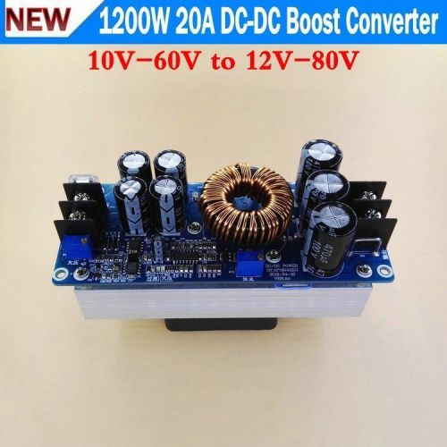 NEW 1200W 20A DC-DC Boost Converter Power Supply 10V-60V to 12V-80V+cooling fan