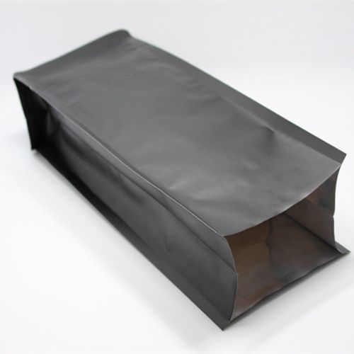 Coffee Tea Storage Bag Side Gusset Pouch Matte Black Pure Aluminum Foil Stand Up