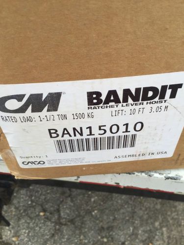Cm ban15010 1-1/2 ton x 10ft bandit ratchet lever hoist for sale
