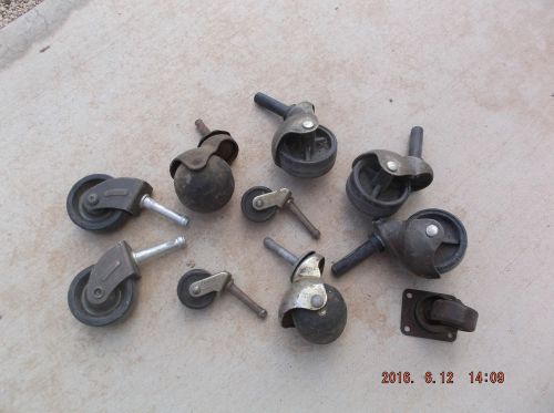 Caster wheels, various sizes (10), metal housings