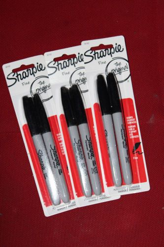 BNIB lot/set 6 Sharpie permanent marker, black- CHEAP office/school supplies