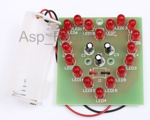 2pcs Red LED Heart-Shaped Flash LED DIY Kit 18pcs LEDs