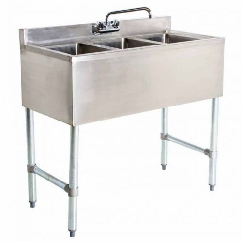 L&amp;J BAR1014-3, 3-Compartment Bar Sink without a Drainboard