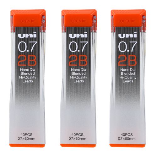 Uni-Ball Nano Lead Mechanical Pencil Lead Refills 0.7mm, 2B, Black Lead 120/Pack