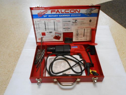 Milwaukee Falcon Heavy Duty 3/4&#034; Rotary Hammer with 10 bits and case  little use