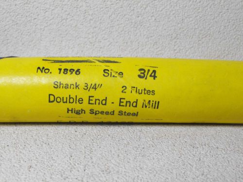 Nos morse cutting tools no.1896 3/4&#034; 2 flute double end  end mill 3/4&#034; shank b for sale