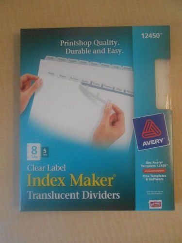 Avery Index Maker Translucent Dividers with Clear Labels, 8 Tab, 5 Sets 12450