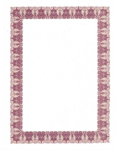 Blank Certificate Paper 50 Certificates Parchment with Burgundy Edges, 28 lb