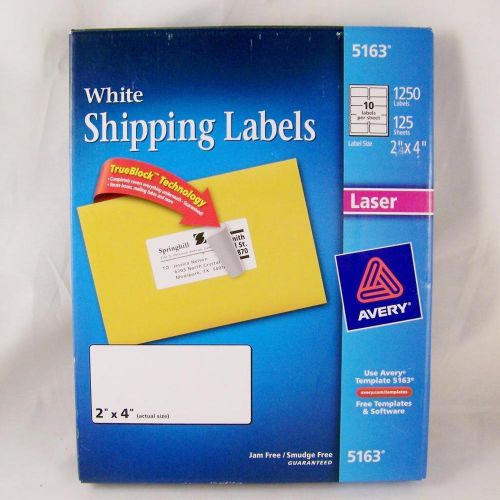 1250 avery white shipping labels 2&#034; x 4&#034; mailing 5163 laser trueblock 125 sheets for sale