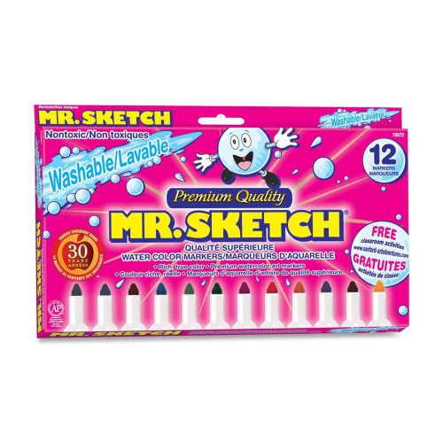 Mr. Sketch Washable Watercolor Markers Conical Point Assorted Set of 12 1