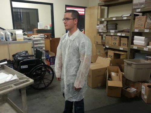 Malt indutries smock polypropylene lab coat button up large stdc1710l for sale
