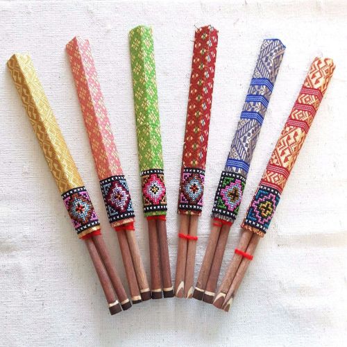 WOOD CHOPSTICKS KITCHENWARE THAI HANDMADE VALUE GIFT PRESENT DINNER SET FROM THA