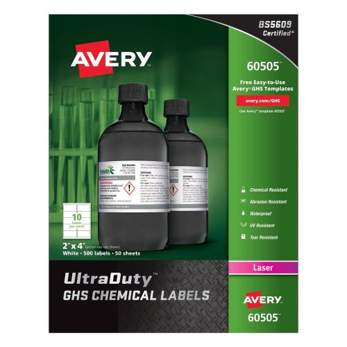 Avery UltraDuty GHS Chemical Labels 2 x 4 White 500 Box AVE 60505 50 pages