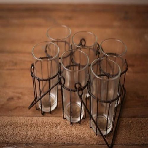 9&#034;L x 6&#034;W x 9&#034;H Wire Rack w/ 6 Glasses