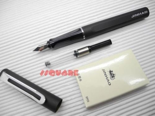Jinhao 599 Medium Fine Nib Fountain Pen w/ Ink Converter +5 Blue Cartridges, FB