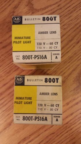 Allen Bradley 800T--PS16A Miniature Pilot Light 120 v Amber lens NIB Price 4pair