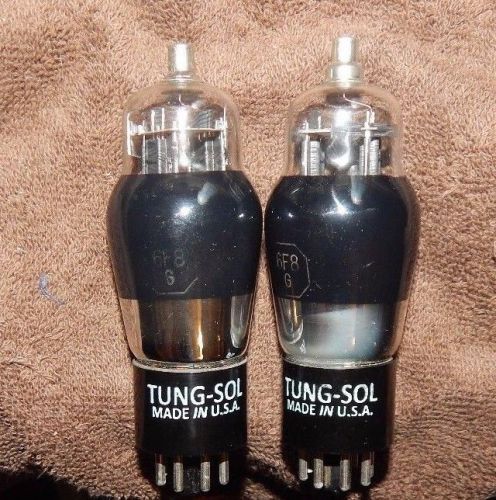 2  TUNGSOL NOS MATCHED PAIR 6F8G / VT-99 &lt;&gt; MICA BLACK RIBBED PLATES VINTAGE USA