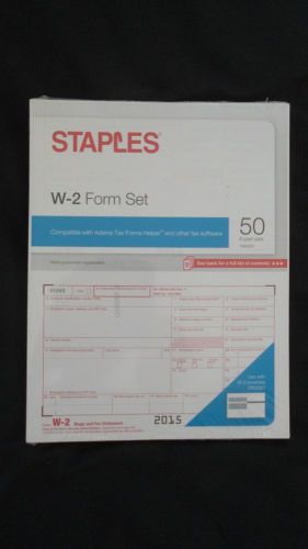 50 count pack of staples 2015 irs tax w-2 6-part form sets for sale