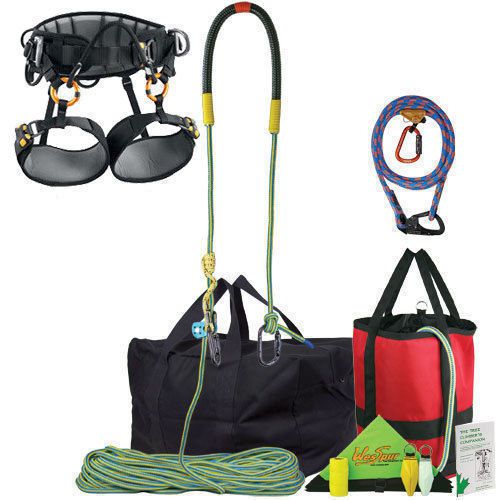 Arborist rope kit,deluxe w/ sequoia saddle,150&#039; rope,flipline &amp; more for sale