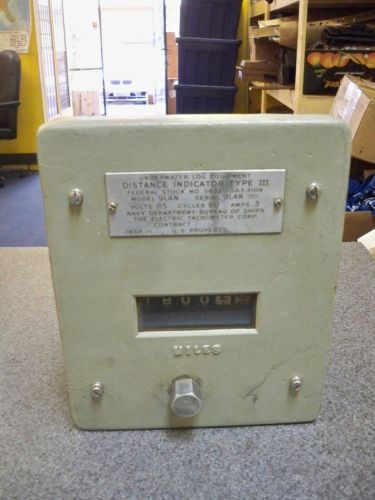 Vintage NOS US Navy Dept Electric Tachometer Distance Indicator Type III 9L4N