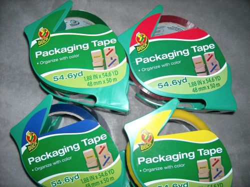 Duck Packaging Tape ~ 1.88&#034; x 54.6 yd ~ New ~ Red/Blue/Green/Yellow