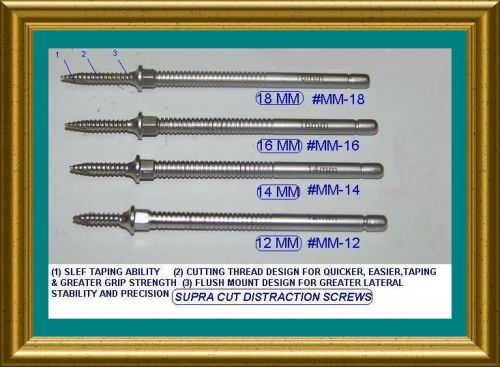 4 PC Supra Cut Distraction Screws Pin 12mm,14,16,18mm  HQ Stainless Steel
