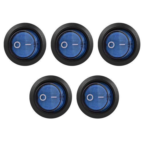 5x Car Auto 6A/250V ON-OFF 6Pin Round Rocker Blue Light Button Boat Switch TE452