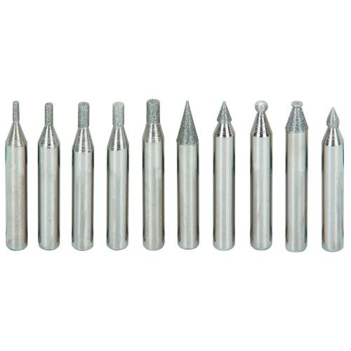 10pc 1/4&#034; shank rotary diamond point grinding set grind polish wood metal etc for sale