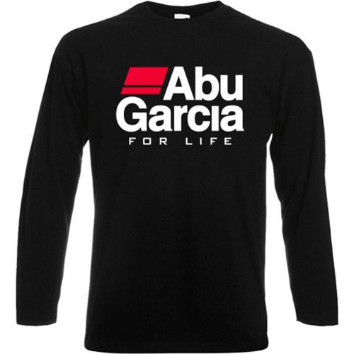 ABU GARCIA FOR LIFE Fishing Reel Men&#039;s Long Sleeve Black T-Shirt Size S to 3XL