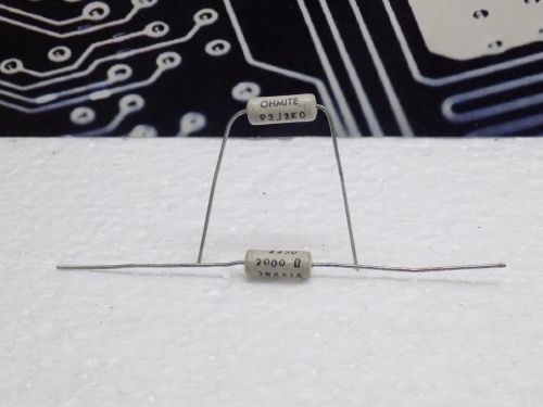 2x Ohmite 93J2K0 2000Ohm 2K Ohm 3.25W Ceramic Wirewound Resistors NOS