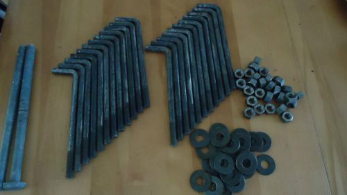 23 Concrete Bent Anchor Bolts 8&#034; long x 1/2&#034; with washers &amp; nuts